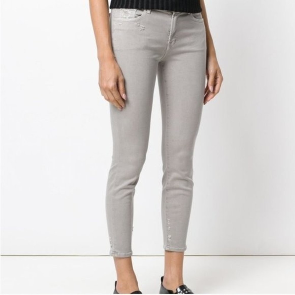 J Brand Skinny Capri Jeans Smokey Gray Distressed